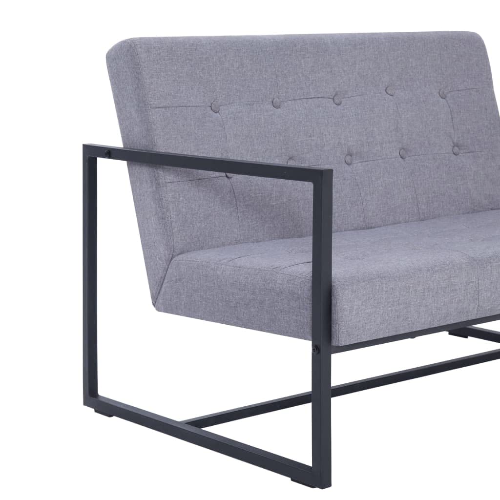 Light Gray 2-Seater Fabric Loveseat Sofa with Armrests N34660