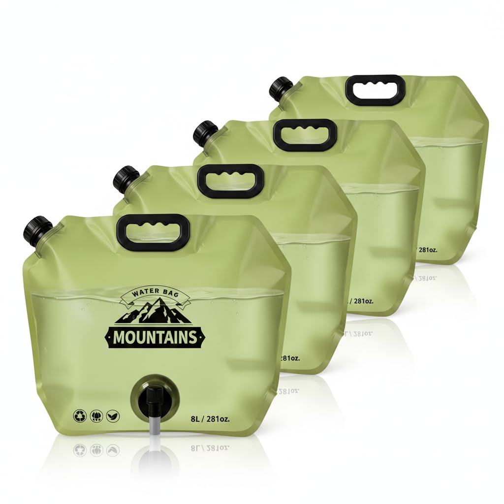 Collapsible 8L Water Container with Adjustable Faucet, 4 Pack N271879