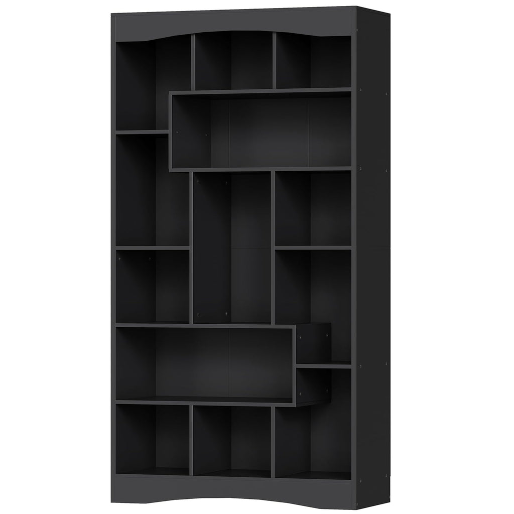6-Tier Black Bookshelf with Open Shelves O13740