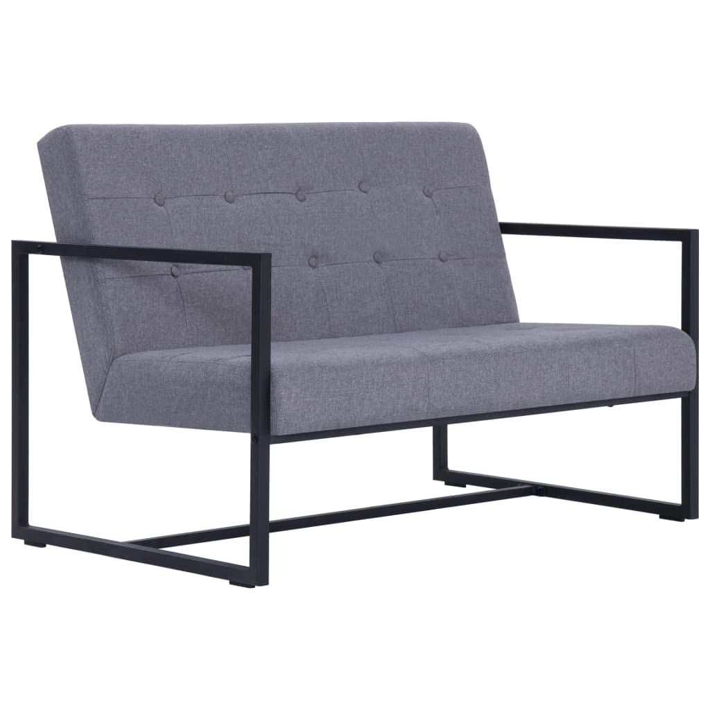 Light Gray 2-Seater Fabric Loveseat Sofa with Armrests N34660