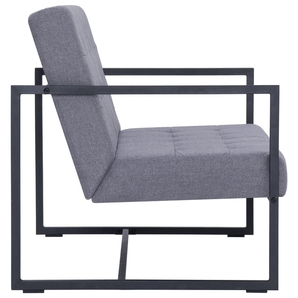 Light Gray 2-Seater Fabric Loveseat Sofa with Armrests N34660