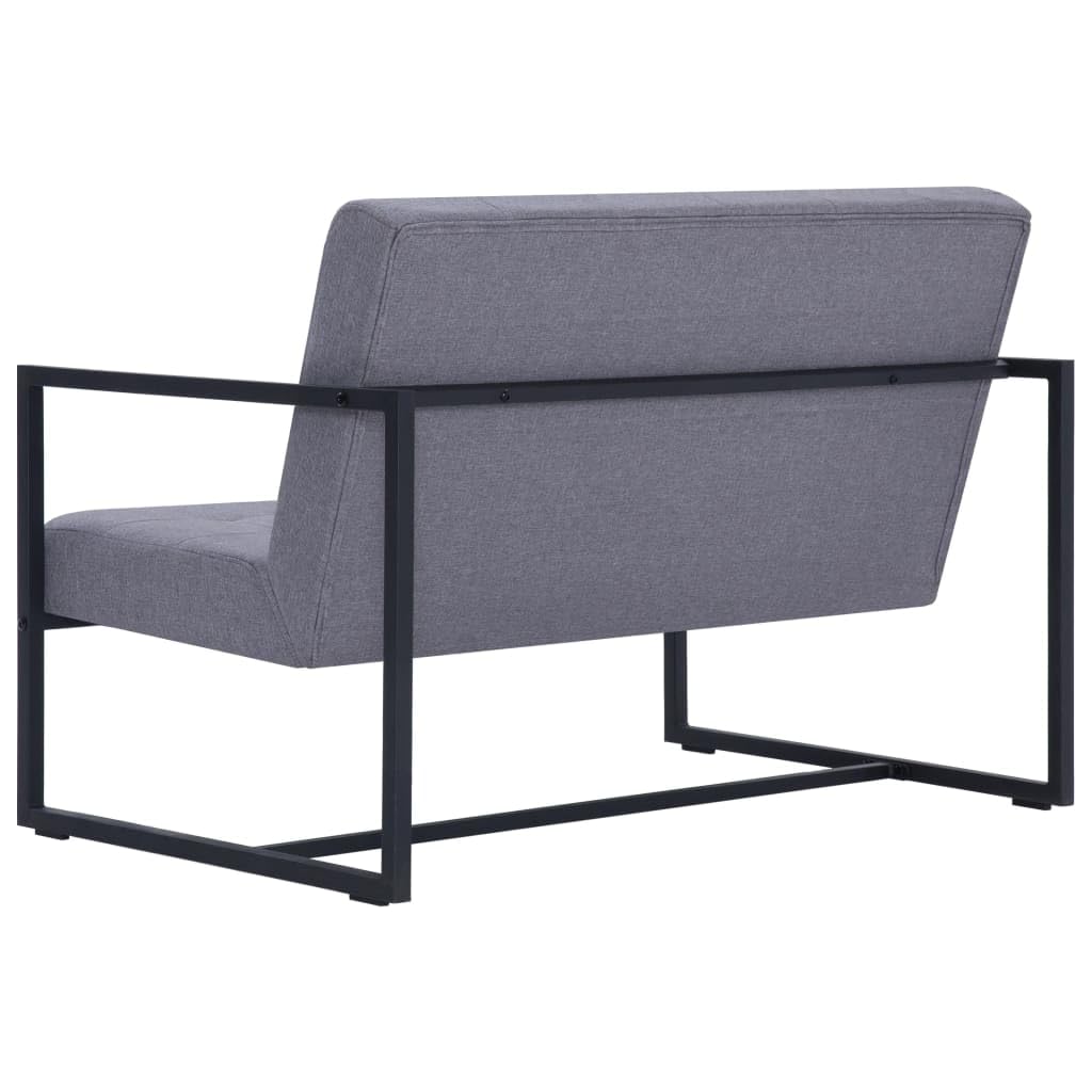 Light Gray 2-Seater Fabric Loveseat Sofa with Armrests N34660