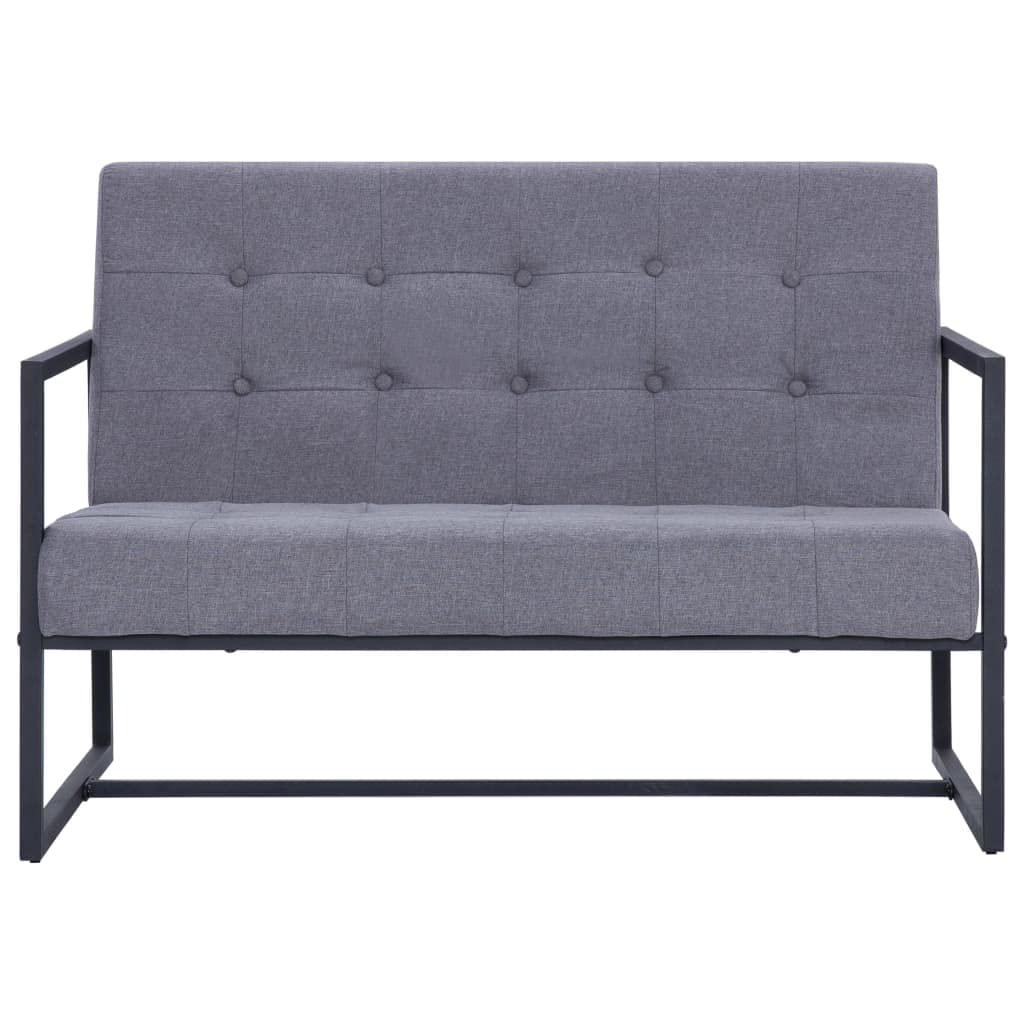 Light Gray 2-Seater Fabric Loveseat Sofa with Armrests N34660