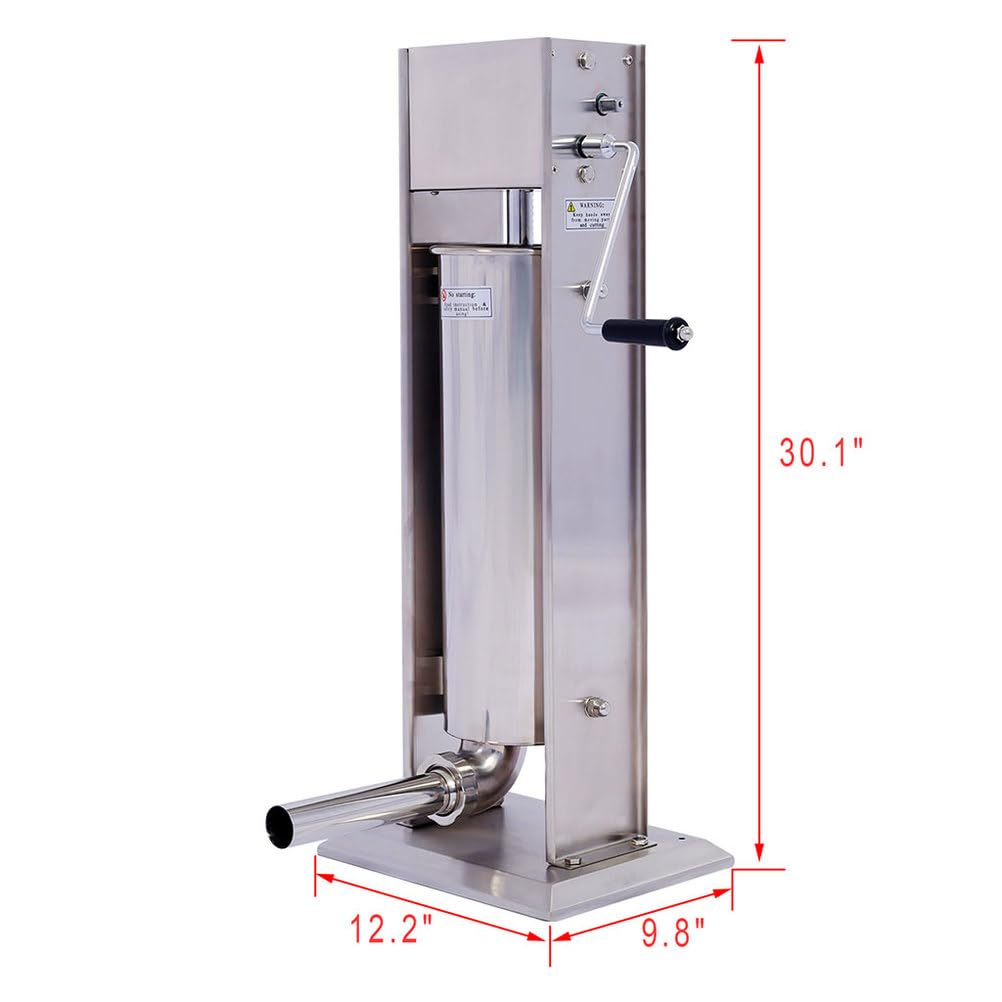 7L Stainless Steel Vertical Sausage Stuffer with 4 Stuffing Tubes C318624