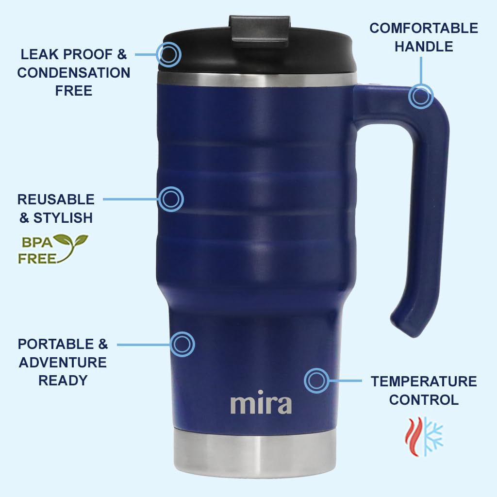 20 oz Insulated Stainless Steel Travel Mug with Flip Lid & Handle E933603