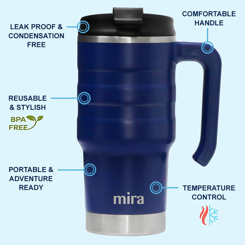 20 oz Insulated Stainless Steel Travel Mug with Flip Lid & Handle E933603