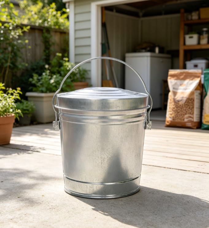 Galvanized Steel 6 Gallon Storage Can with Locking Lid H442