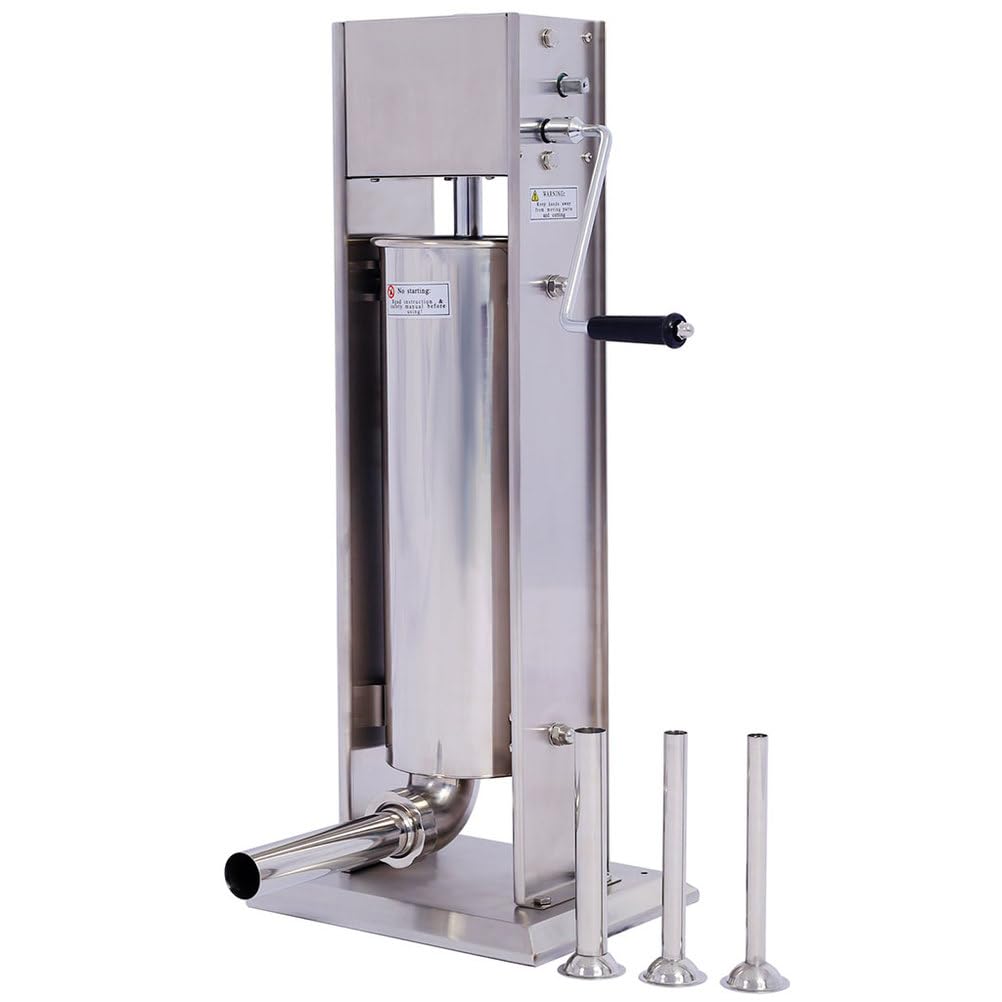 7L Stainless Steel Vertical Sausage Stuffer with 4 Stuffing Tubes C318624