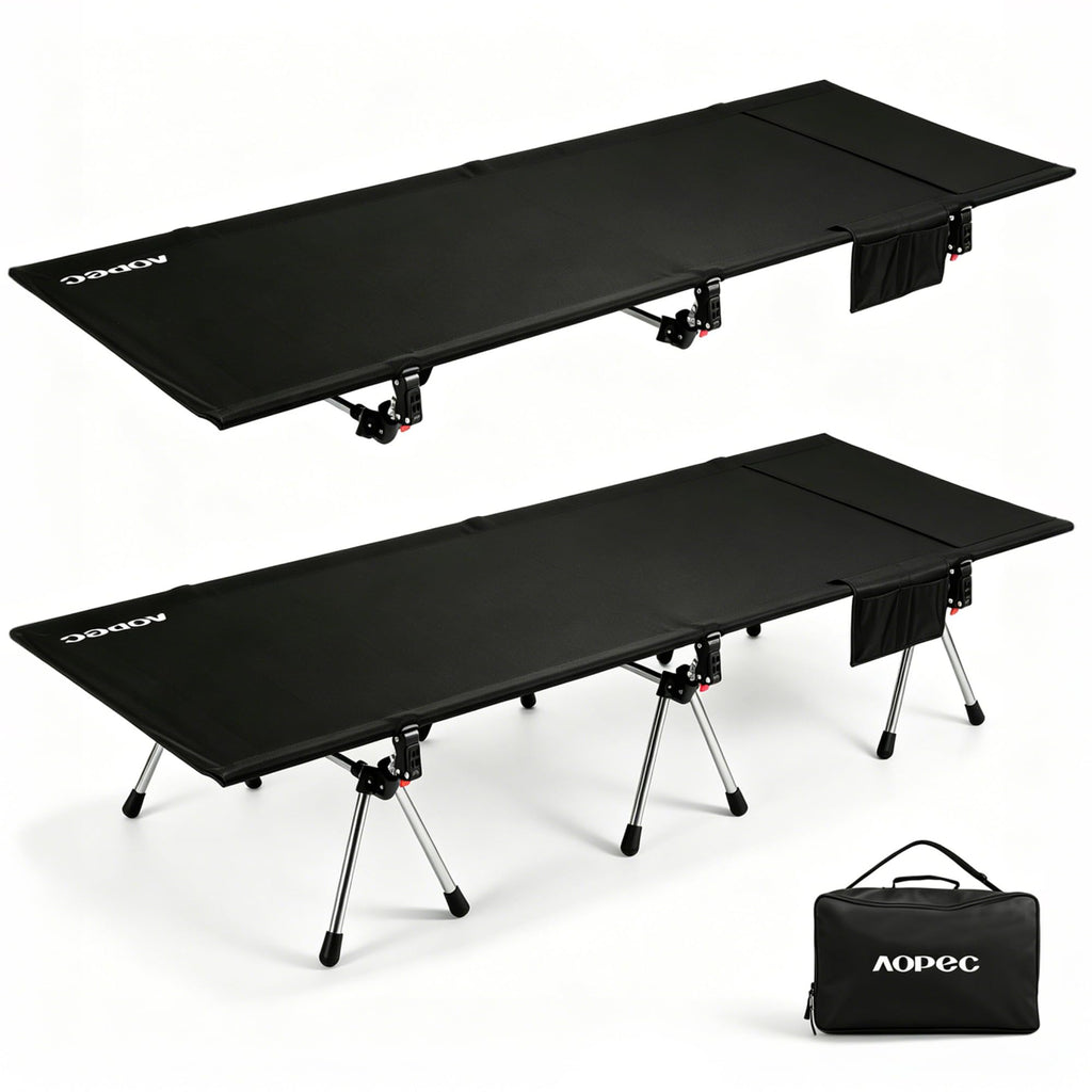 Height Adjustable Black Camping Cot V3251