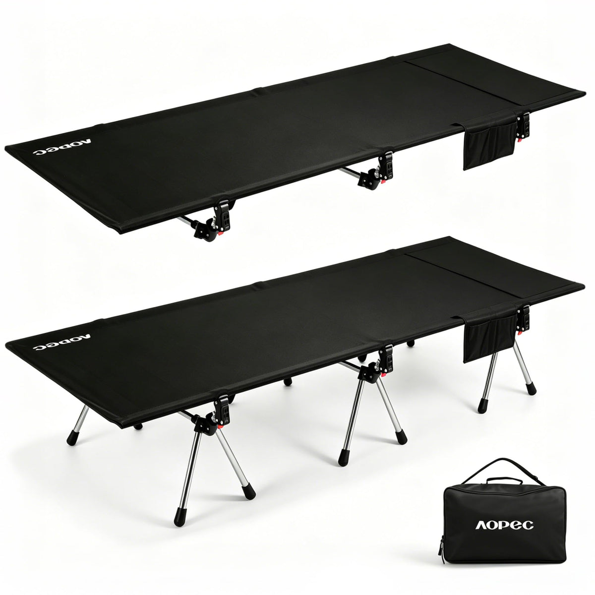 Height Adjustable Black Camping Cot V3251