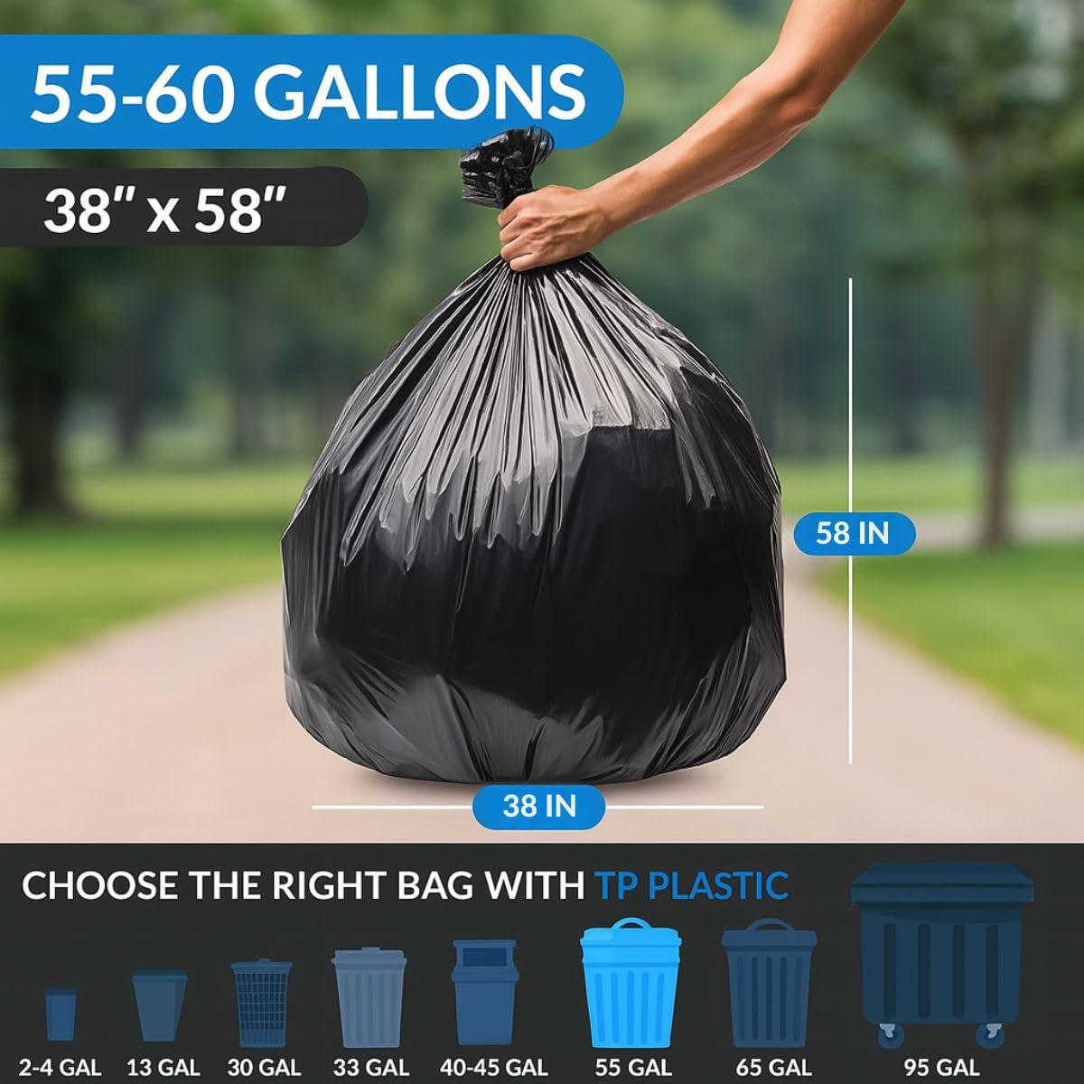 45 Gallon Black Heavy Duty Trash Bags R447