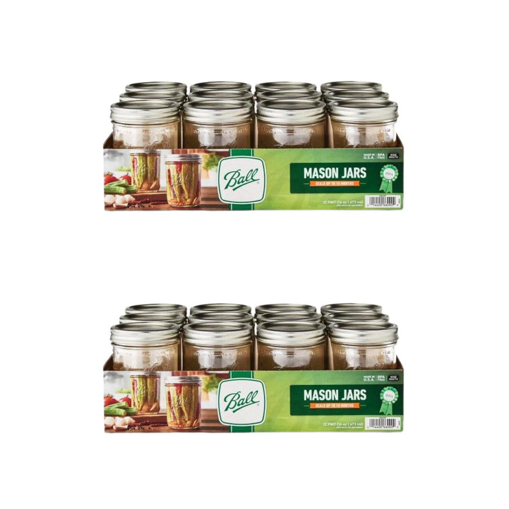 Glass Mason Jar with Lids and Bands, Wide Mouth, 16 OZ (24 Pack) T352073