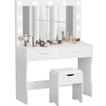 White Vanity Desk Set with Lighted Mirror and 2 Drawers F537