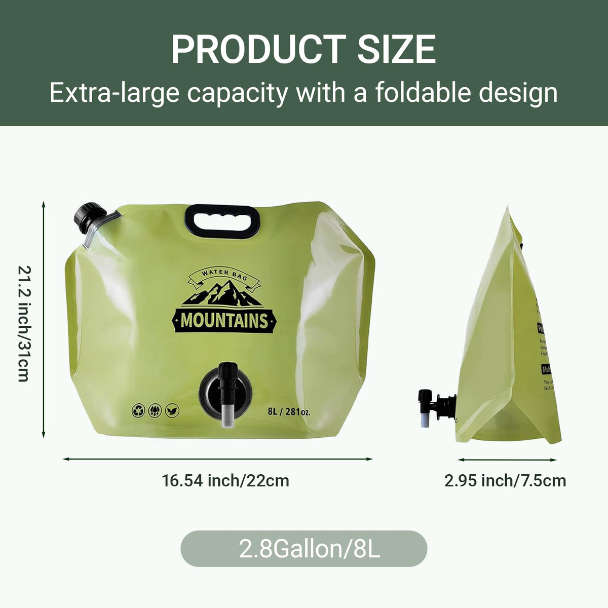 Collapsible 8L Water Container with Adjustable Faucet, 4 Pack N271879