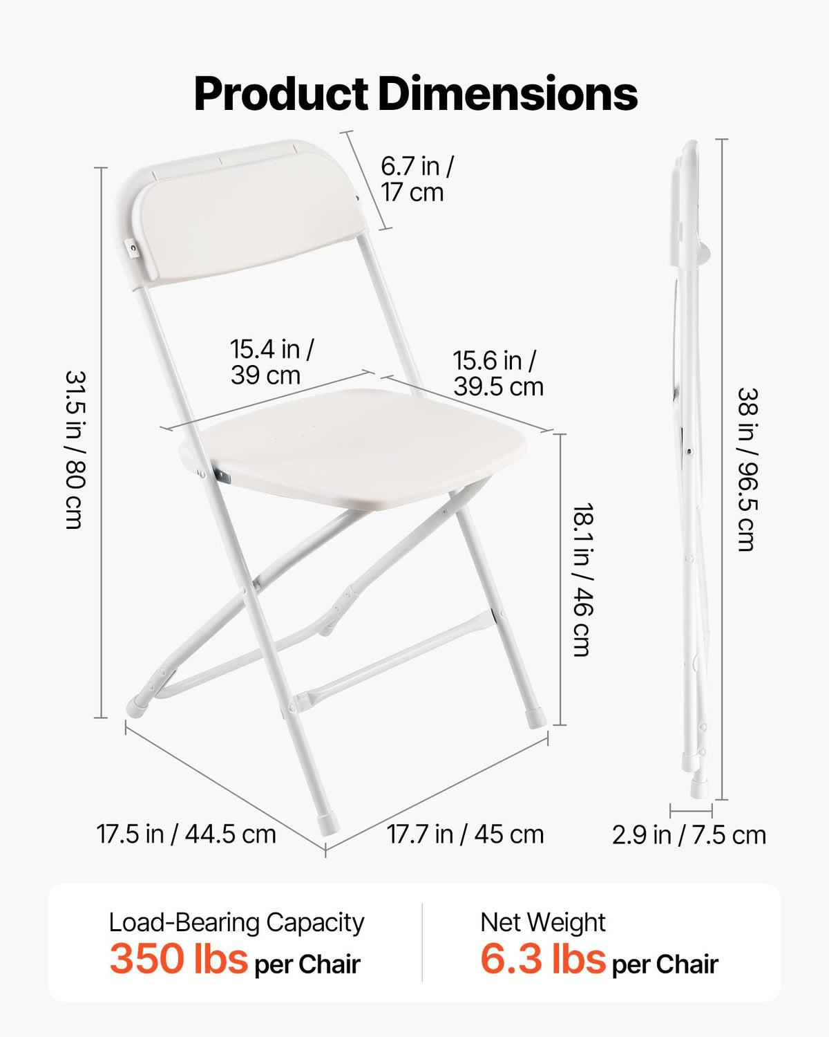 4 Pack Folding Plastic Chairs with Metal Frame N95286