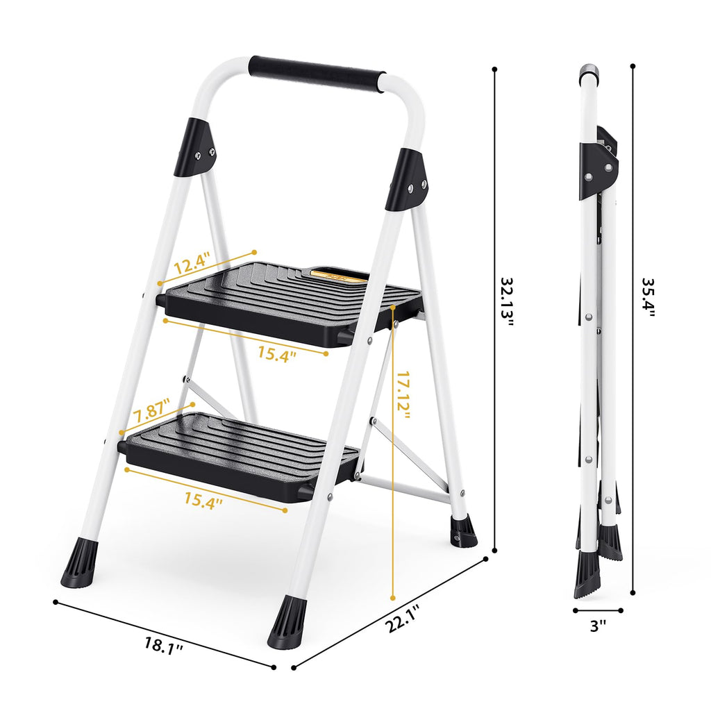 2 Step Folding Step Stool White F508