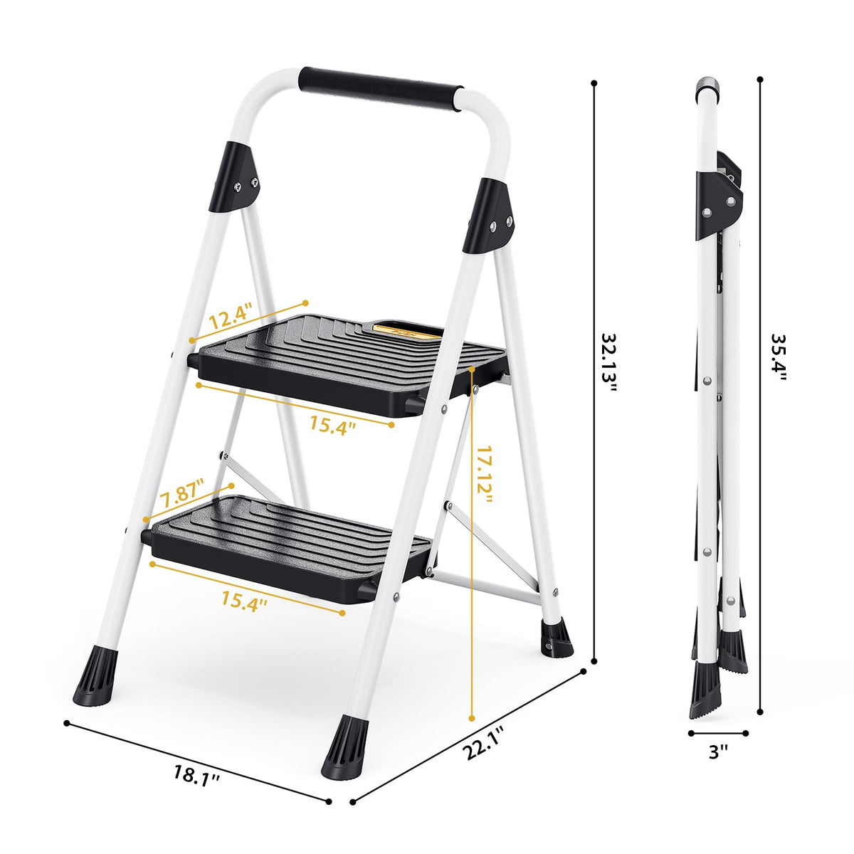 2 Step Folding Step Stool White F508
