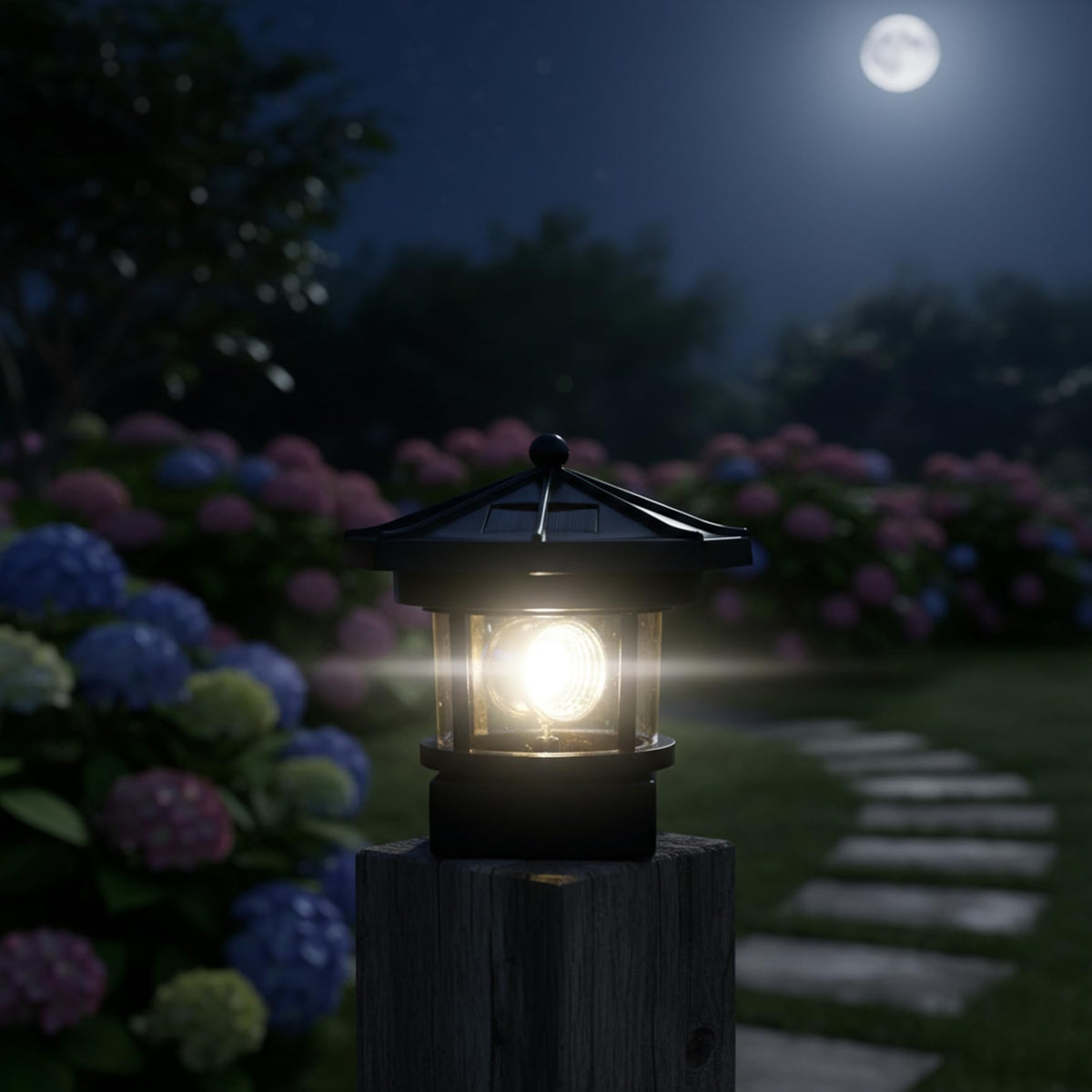 Black 2-Pack Rotating Solar Lighthouse B76274