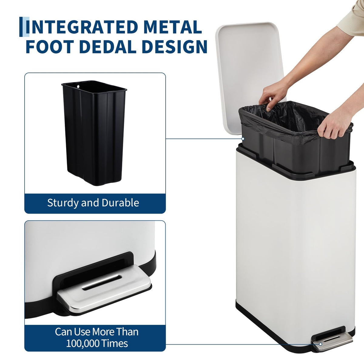 13.2 Gallon Slim Stainless Steel Trash Can V64134