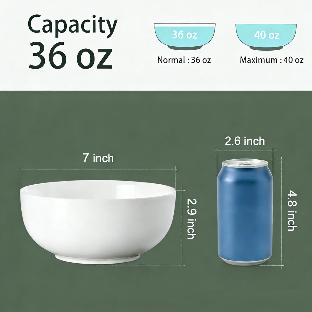 40 oz White Ceramic Bowl Set of 4 Q9741