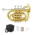 Pocket Trumpet Mini Brass Instrument with 7C Mouthpiece & Case R4174