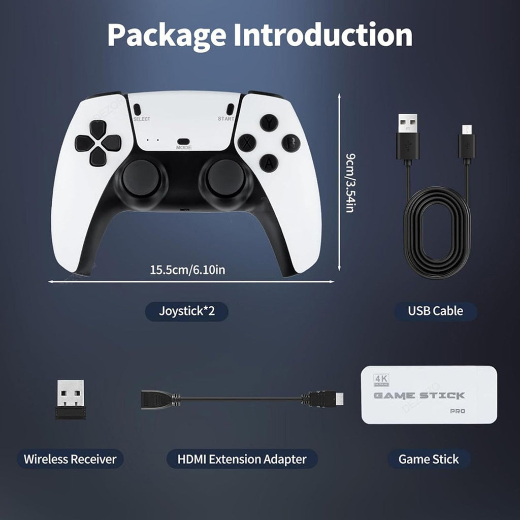 Wireless Retro Game Stick with 20000+ Classic Games, 4K HDMI, Dual 2.4G Controllers, 128GB H530