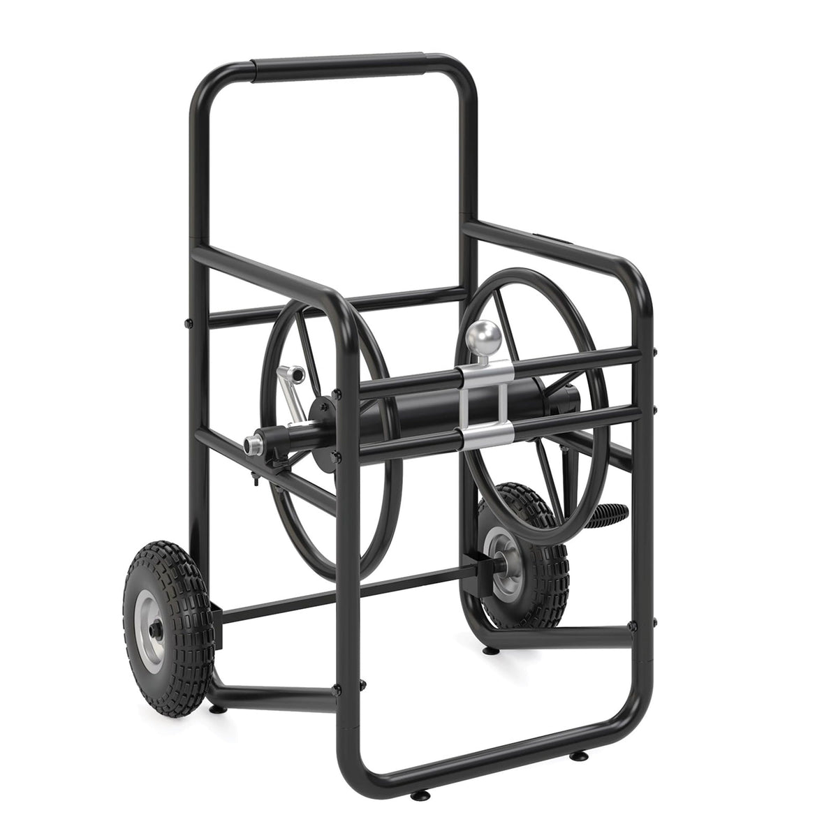 200' Steel Garden Hose Reel Cart with Flat-Free Rubber Tires F493190