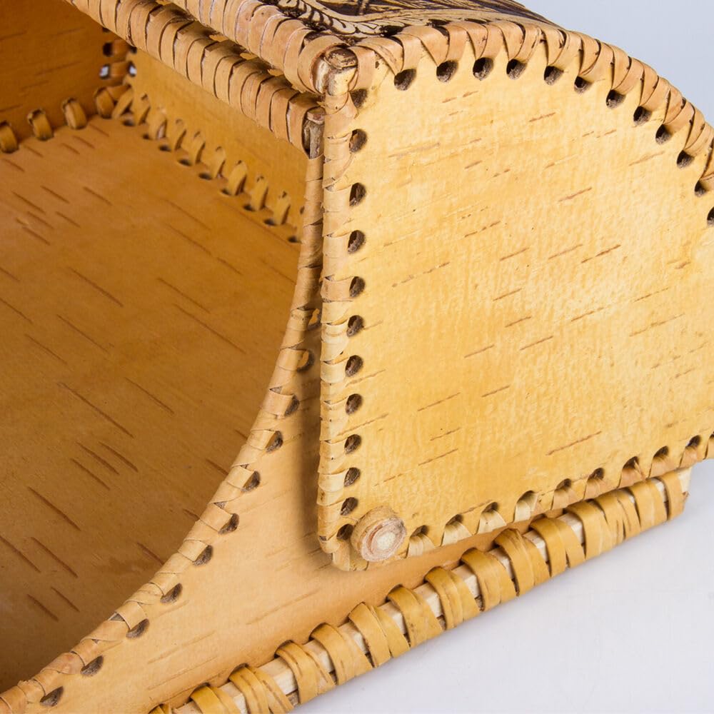 Birds Pattern Birch Bark Bread Box A360458
