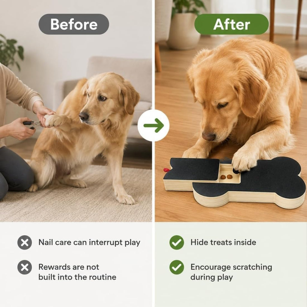 Wooden Dog Nail Scratch Board with Treat Dispenser Z82387