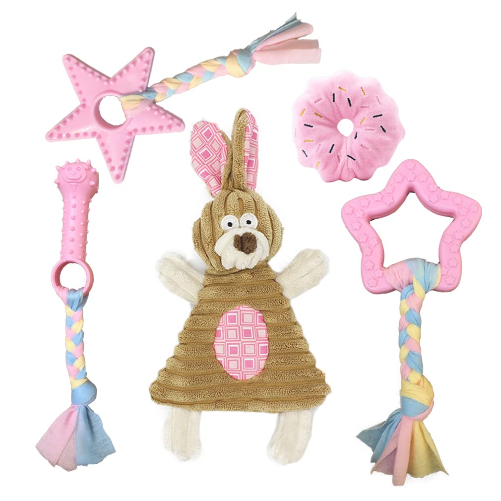 Pink 5-Pack Puppy Chew Toys X740404