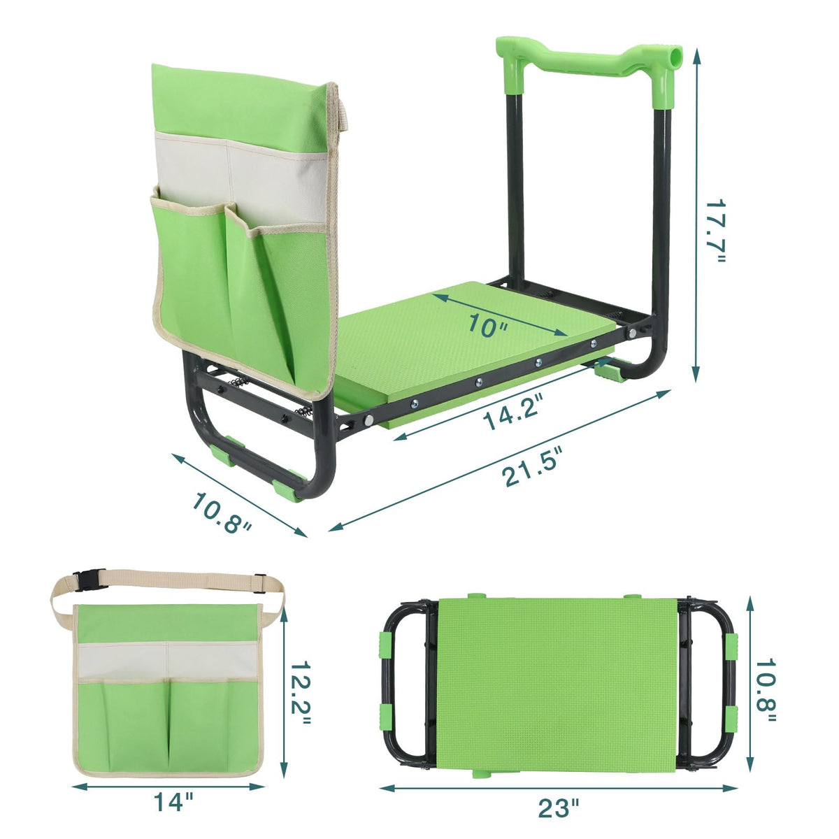 Foldable Garden Kneeler and Seat with Tool Storage Pouch S70644