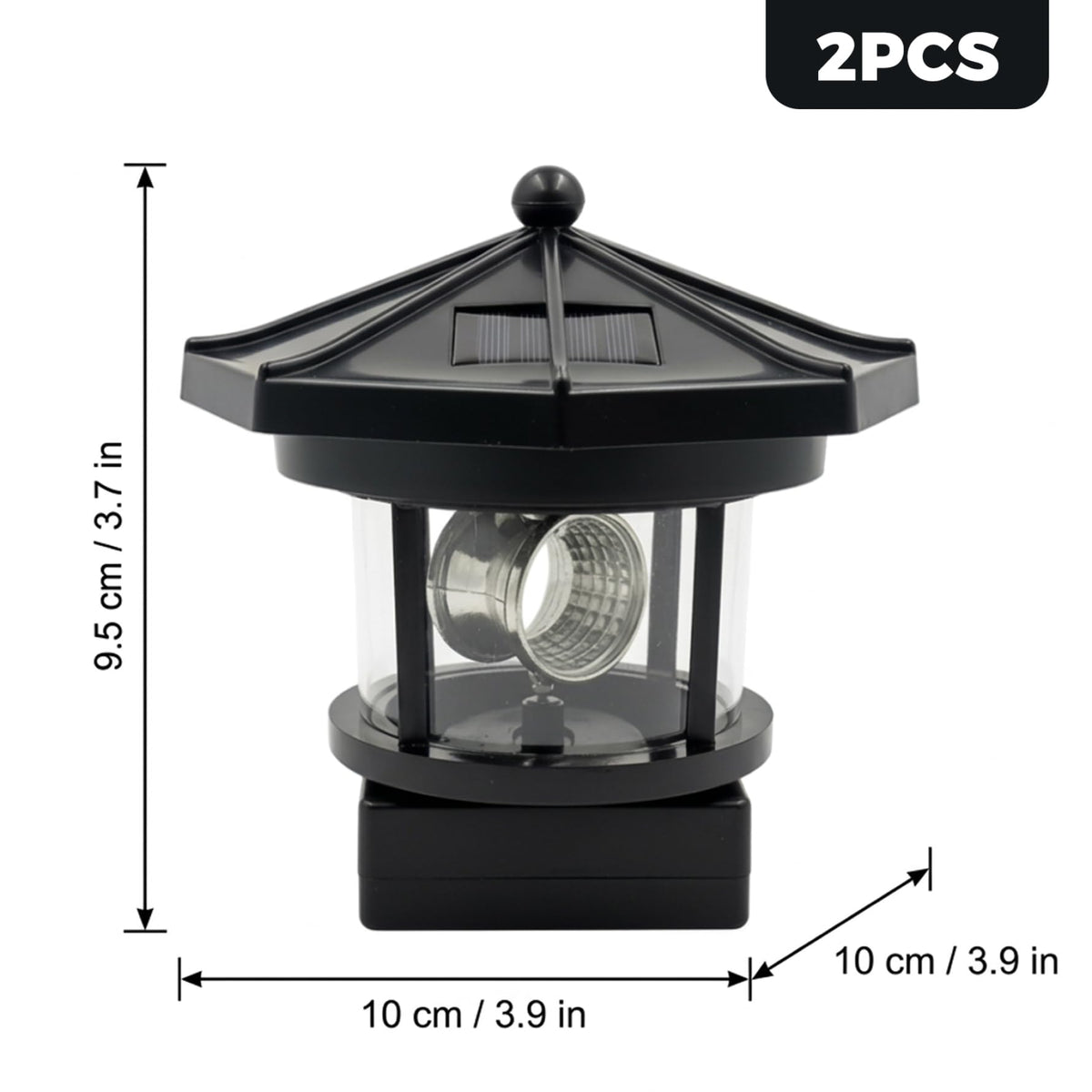 Black 2-Pack Rotating Solar Lighthouse B76274