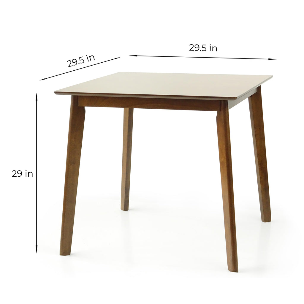Set of 3 Square Dining Table and 2 Side Chairs Solid Wood Padded Seat Medium Brown R140956