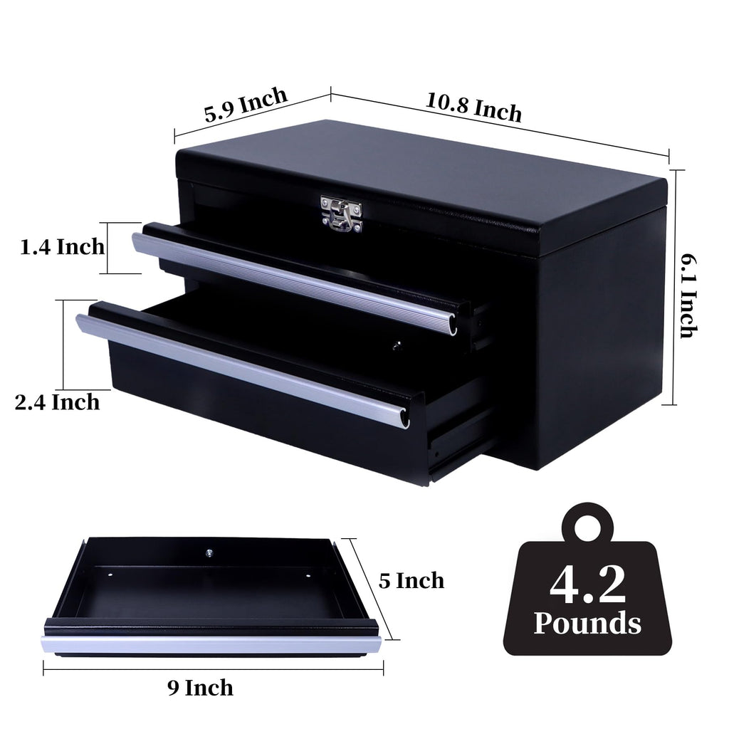 Black Mini Metal Tool Box with Drawers X16443