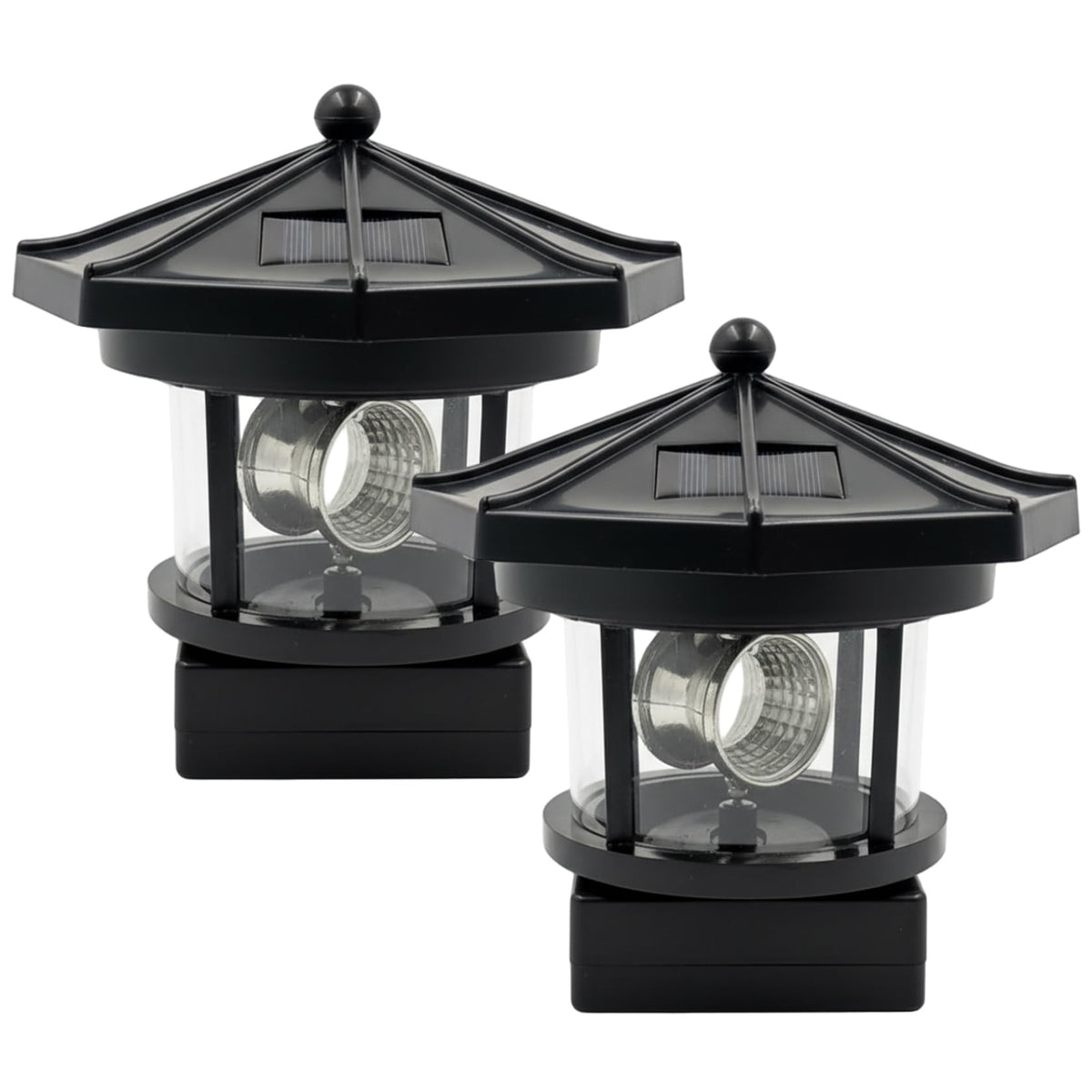 Black 2-Pack Rotating Solar Lighthouse B76274