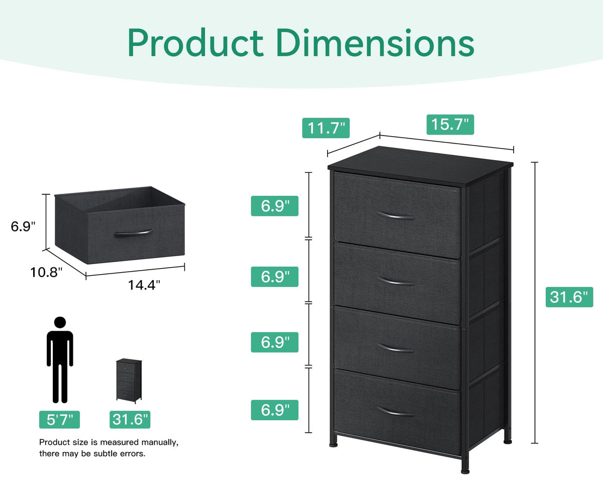 Black 4 Drawer Small Dresser J22959