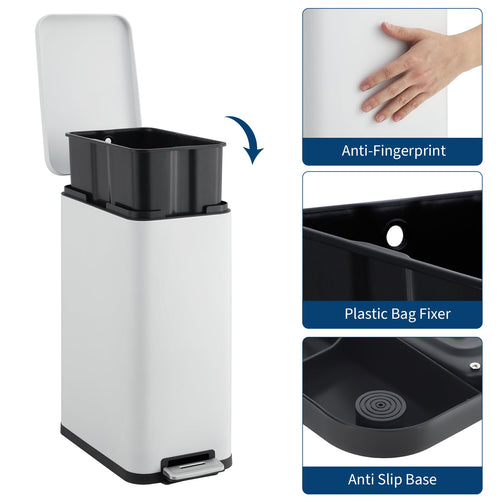 13.2 Gallon Slim Stainless Steel Trash Can V64134