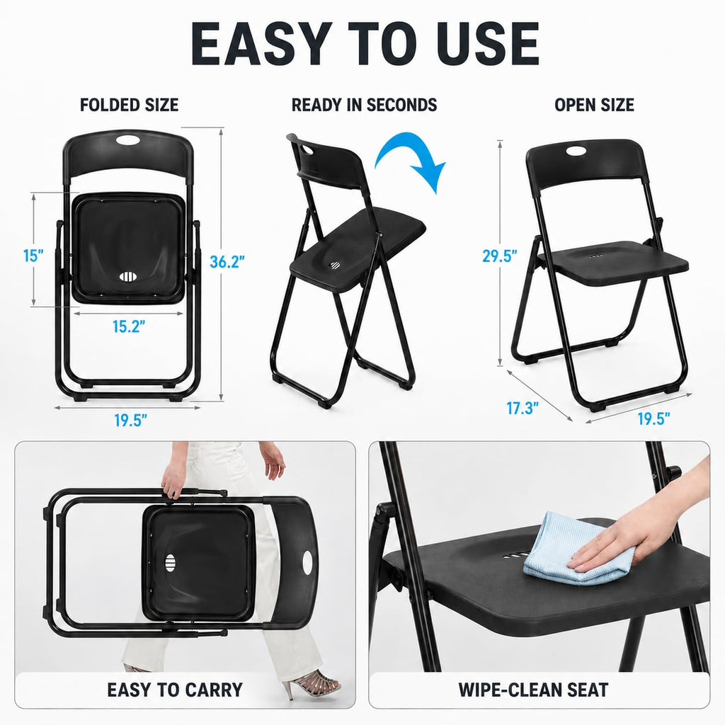 Black Plastic Folding Chairs Q992052