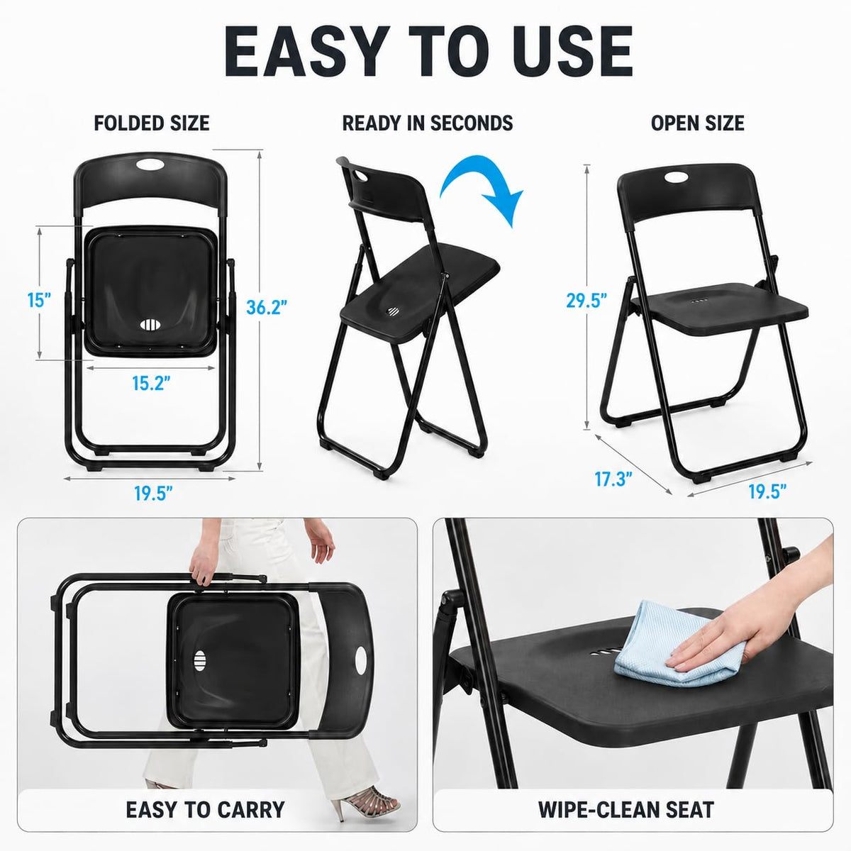 Black Plastic Folding Chairs Q992052