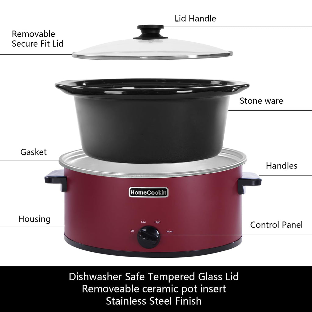 7 Quart Oval Manual Slow Cooker with 3 Cooking Settings A5310