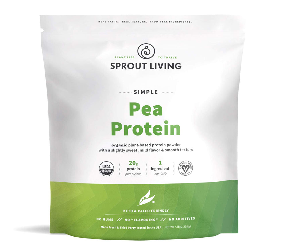 Organic Pea Protein Powder, Unflavored, 5 Pound R673864