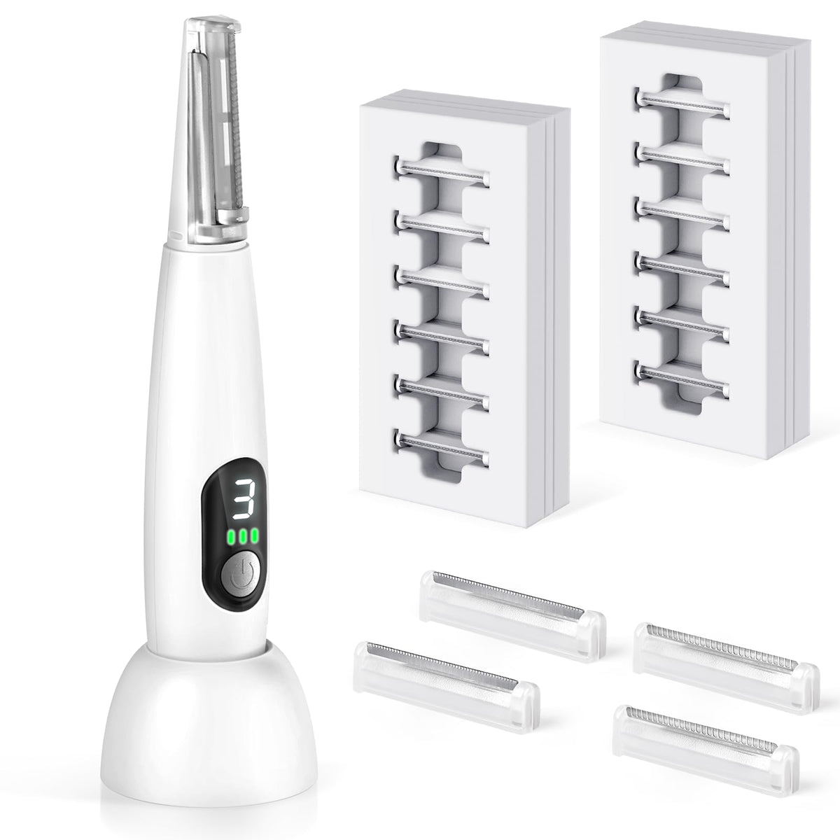 3 Speeds LED Electric Dermaplaning Tool with 12 Replaceable Blades X6808