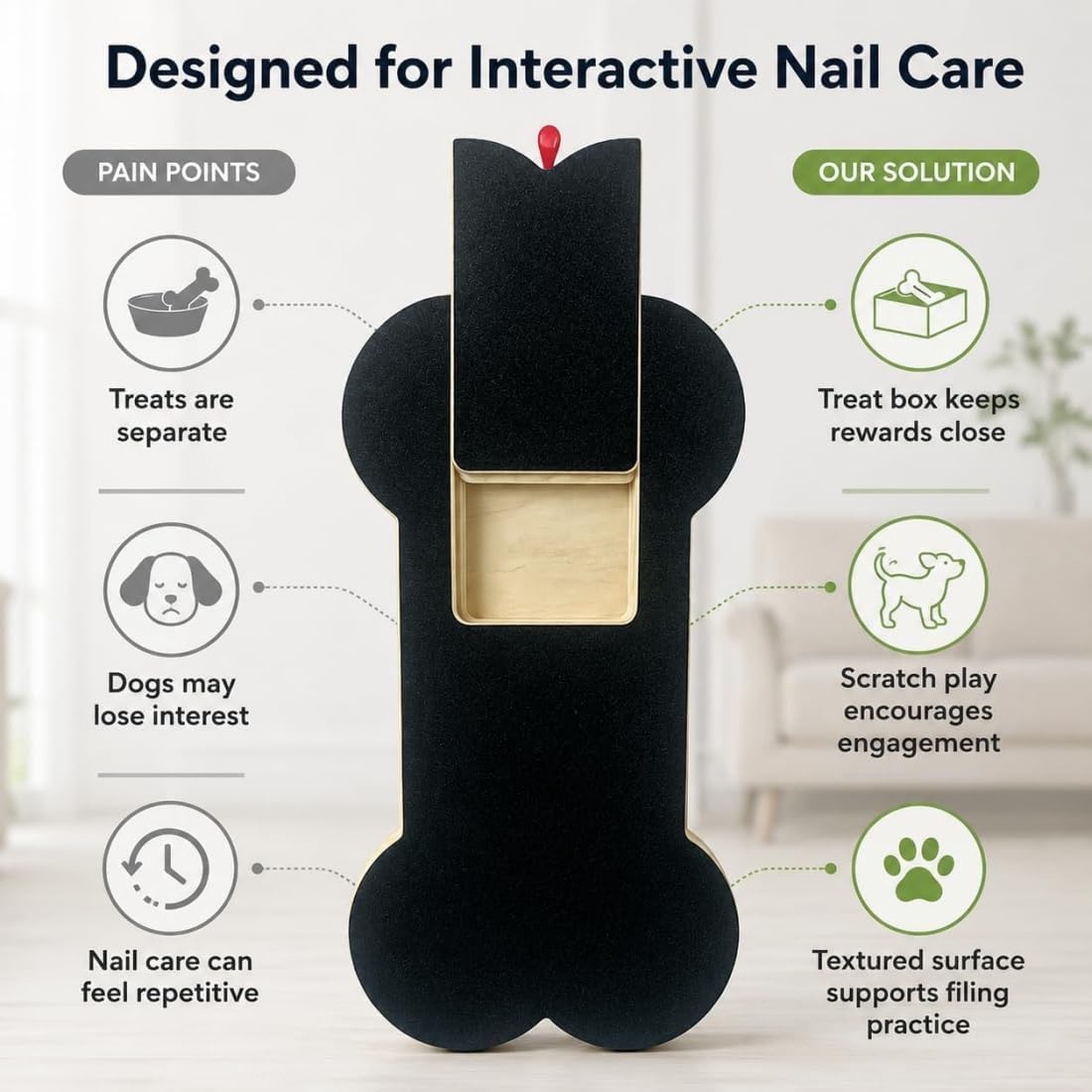 Wooden Dog Nail Scratch Board with Treat Dispenser Z82387