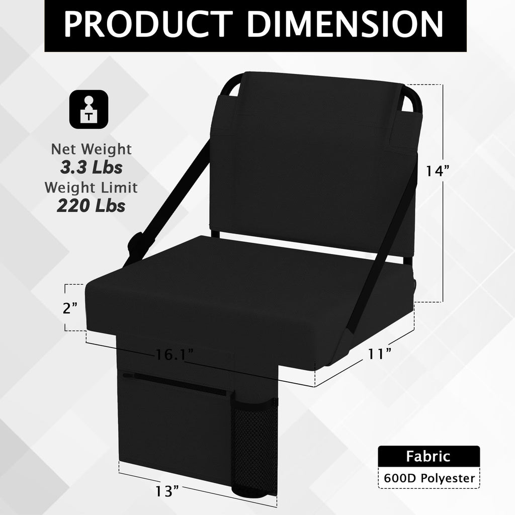 2pcs Stadium Seat for Bleachers with Back Support and Cushion V50054