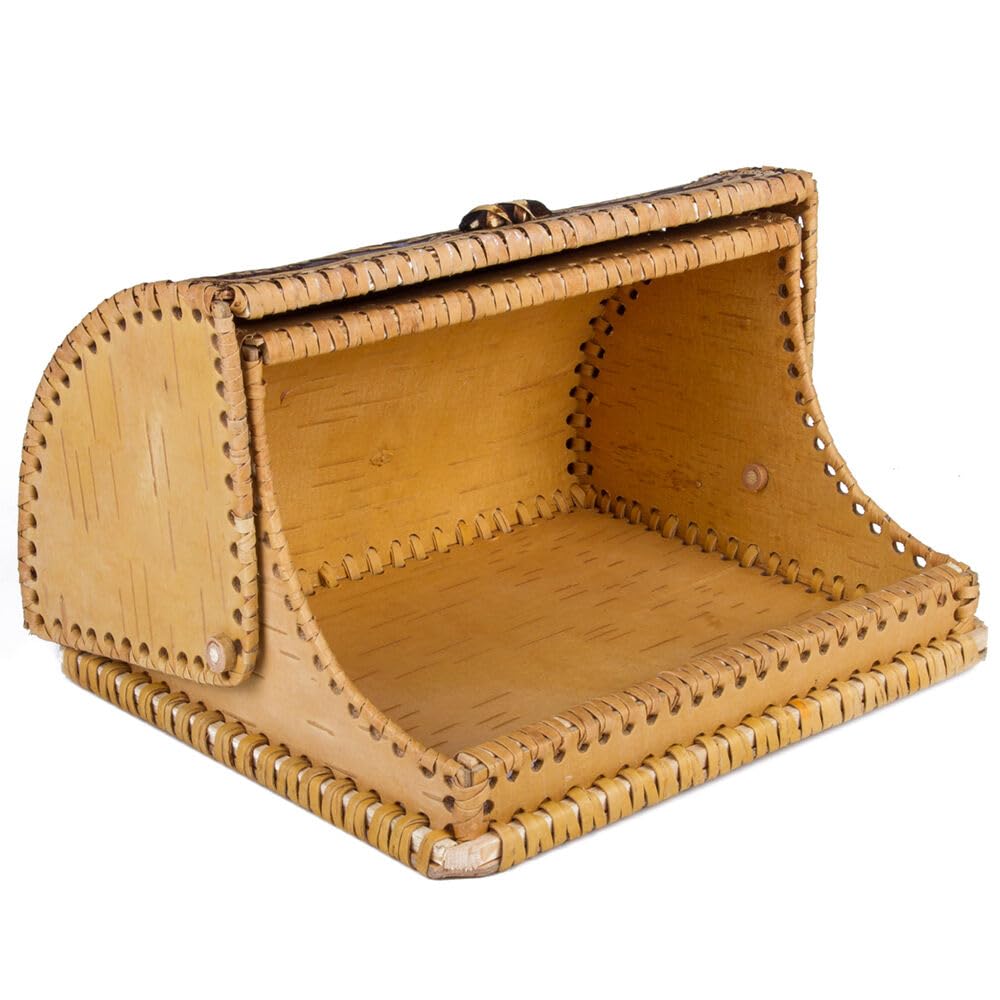 Birds Pattern Birch Bark Bread Box A360458