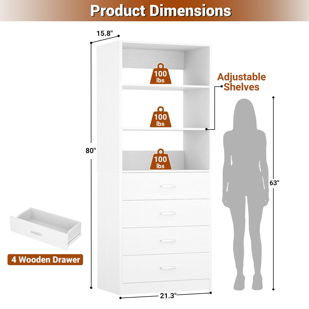 White Wood Closet Organizer System Y1547