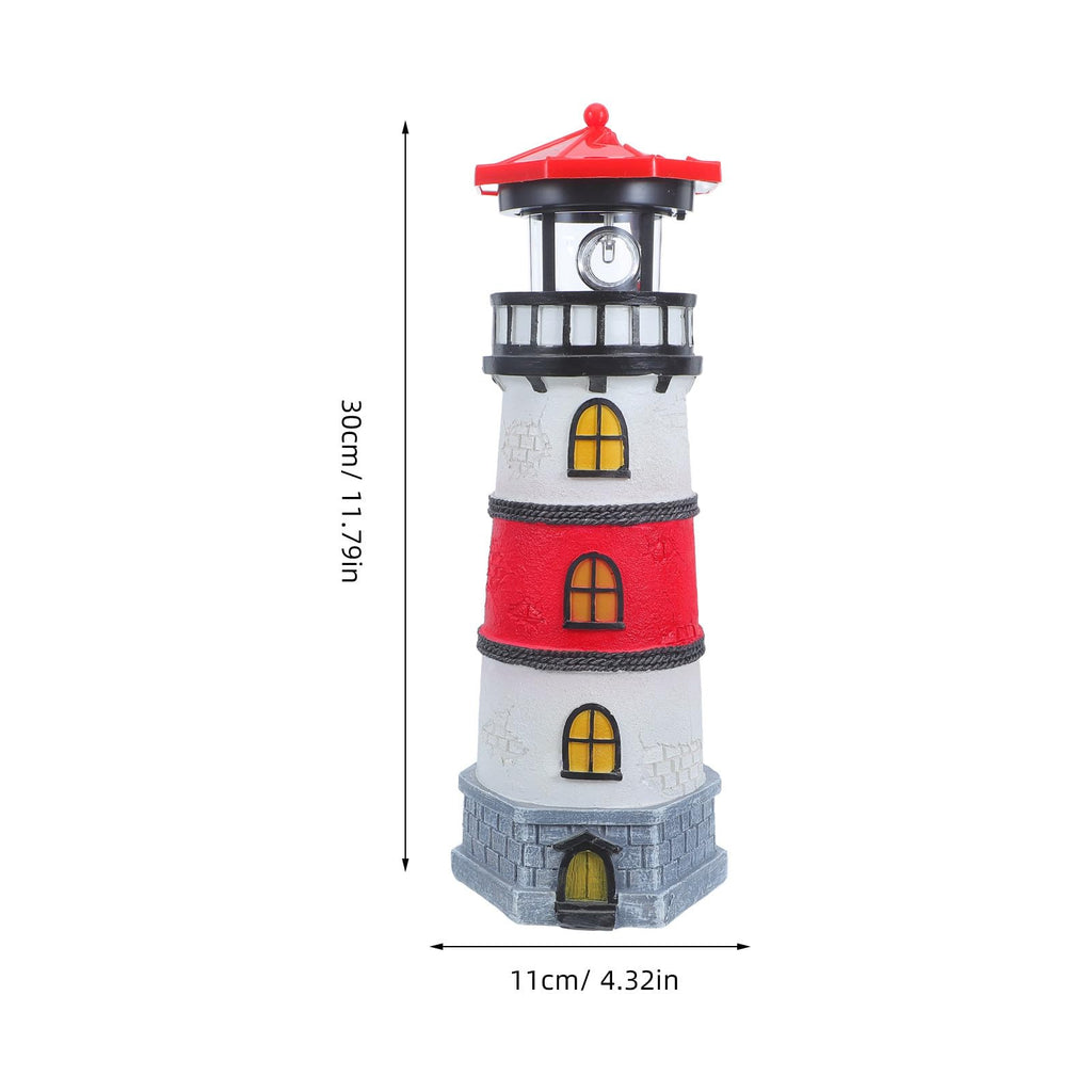 Solar Powered Waterproof LED Lighthouse Garden Statue P739