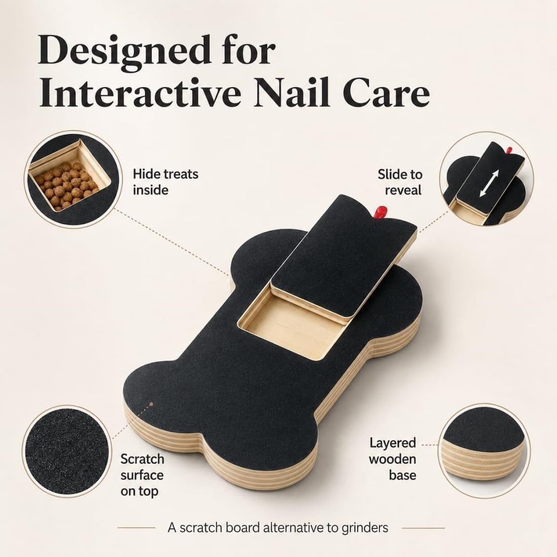 Wooden Dog Nail Scratch Board with Treat Dispenser Z82387