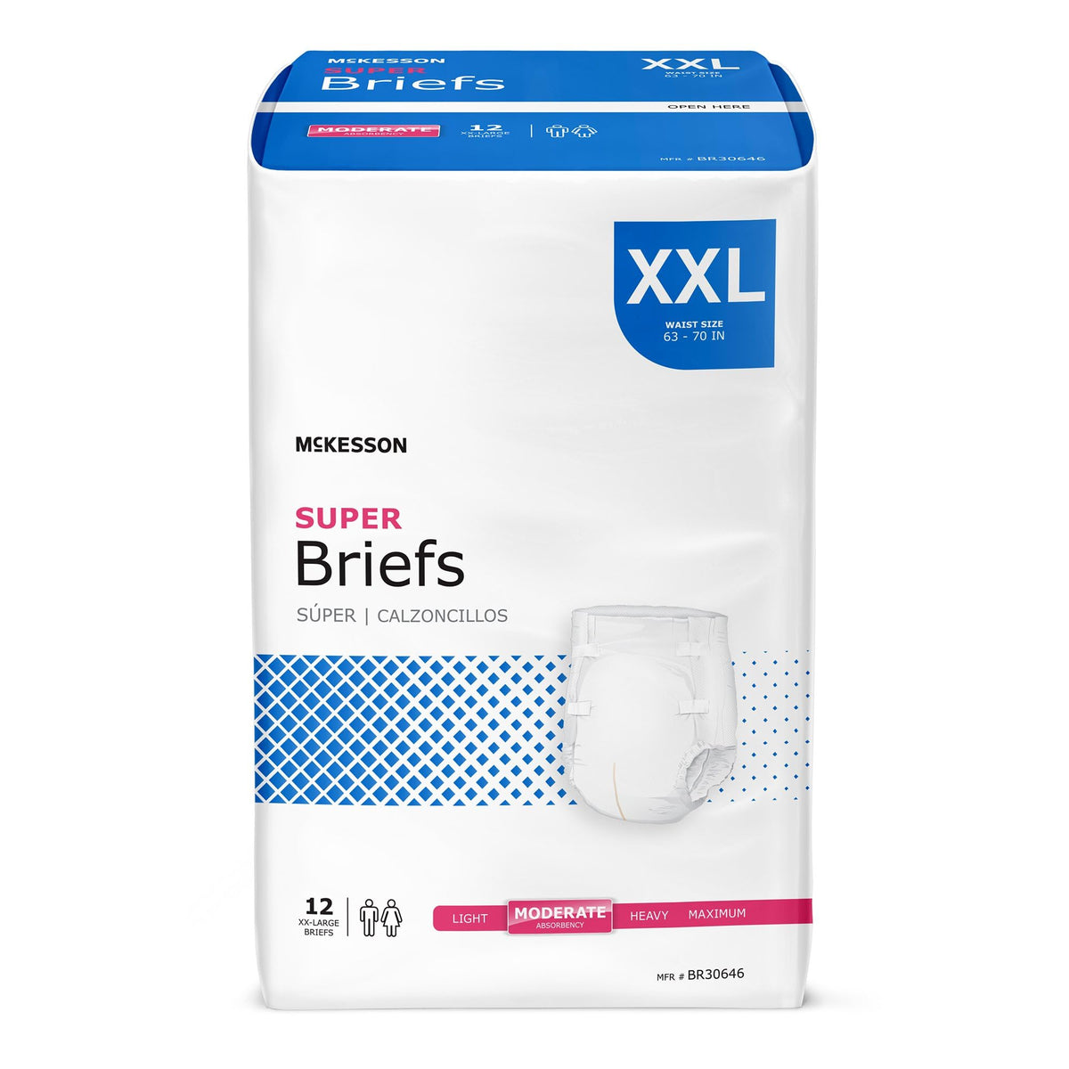 XXL Moderate Absorbency Unisex Briefs 12 ct K9109
