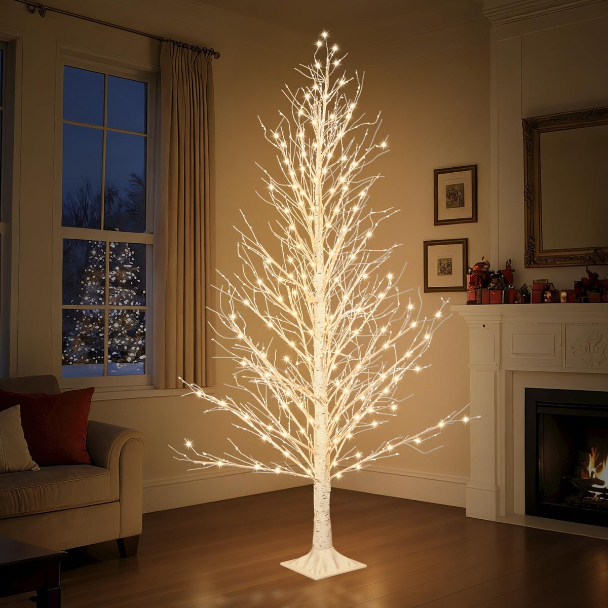 6FT LED Lighted Birch Tree with Timer IP44 Waterproof L212892